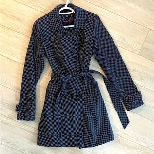 Navy and white, polka dot Tommy Hilfiger trench